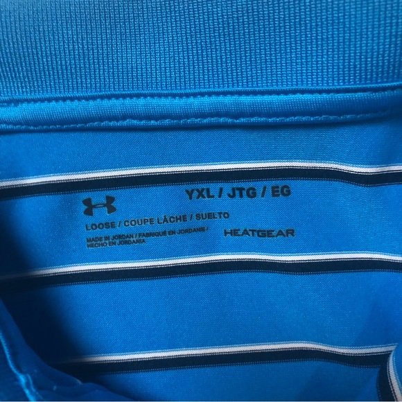 Under Armour Blue Loose Fit Golf Shirt Kids XL Heatgear - Picture 2 of 3